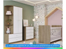 Quarto de Bebê Completo com Guarda-roupa Berço e Cômoda Henn Labirinto Rústico e Branco