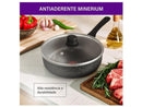 Frigideira Funda Antiaderente Rochedo de Alumínio com Tampa Stone Pro Preto e Cinza 24cm