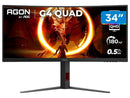 Monitor Gamer Curvo AOC Gaming U34G4C 34" WQHD 180Hz 0,5ms HDMI DisplayPort FreeSync U34G4C/57 - Bivolt