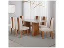 Mesa de Jantar 6 Cadeiras 6 Lugares Retangular Mel Bronze e Off White Viero Móveis Vigo