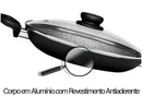 Frigideira Antiaderente Panelux com Tampa de Alumínio Maximum Stone Preta 32cm