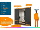 Guarda-roupa Casal com Espelho 4 Portas 6 Gavetas Araplac Sofia