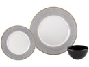 Aparelho de Jantar 12 Peças Alleanza Cerâmica Branco e Preto Redondo Ritz