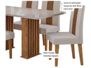 Mesa de Jantar 6 Cadeiras 6 Lugares Retangular Mel Bronze e Off White Viero Móveis Vigo