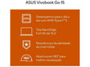 Notebook ASUS Vivobook Go 15 E1504FA AMD Ryzen 5 7520U 16GB Ram 512GB SSD Linux KeepOS Tela 15,6" FHD Black - NJ1288