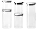Jogo de Porta-Mantimentos de Vidro Quadrado Brinox Lock & Stock 5 Peças