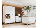 Quarto de Bebê Completo com Berço Cômoda e Guarda-roupa Henn Ternura Branco e Jequitibá