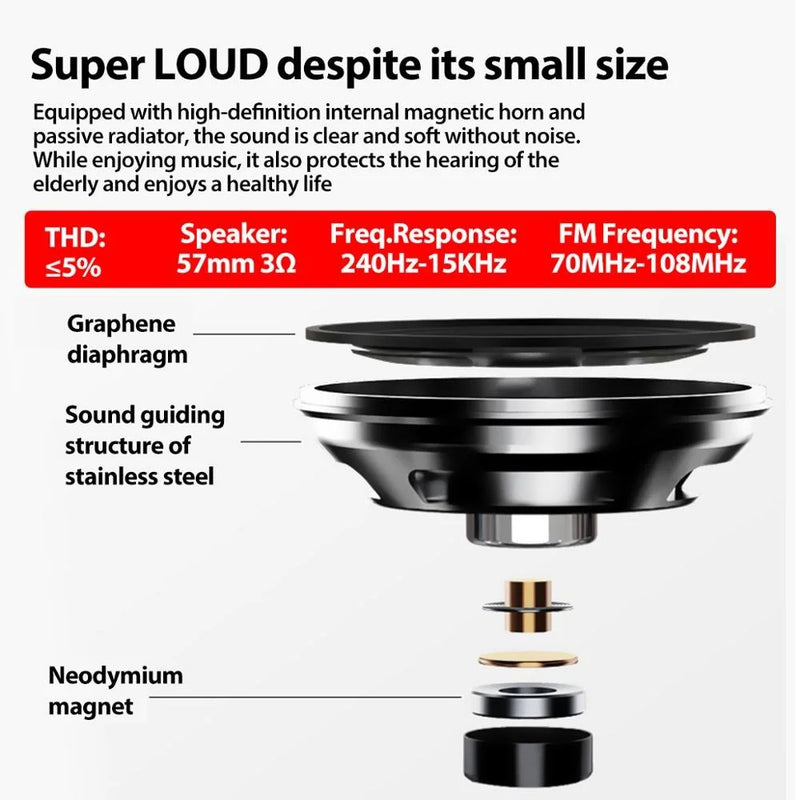 STONEGO-Mini Rádio Digital Portátil Recarregável 