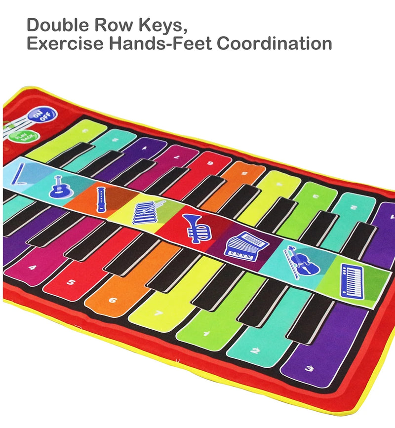 Kids Musical Piano Mat, Duet Keyboard, Piano Floor with 8 Instruments