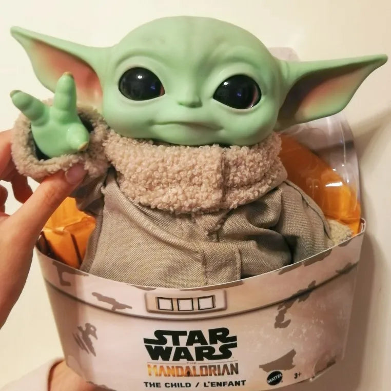 Star wars yoda bebê brinquedos figura de ação de pelúcia 28cm bebê yoda mes