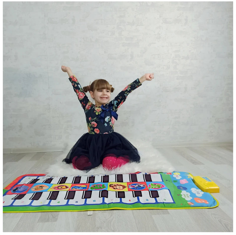 Tapete de Piano Musical Infantil, Teclado Duet, Piano Floor com 8 Instrumentos d