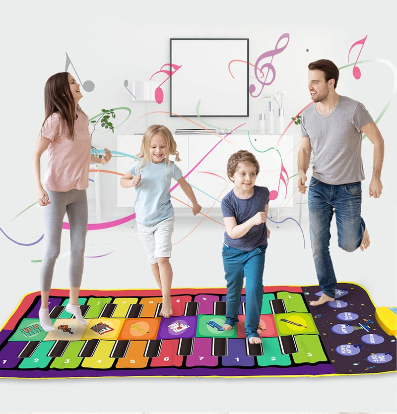 Tapete de Piano Musical Infantil, Teclado Duet, Piano Floor com 8 Instrumentos d