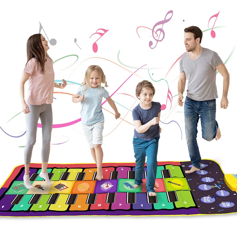 Tapete de Piano Musical Infantil, Teclado Duet, Piano Floor com 8 Instrumentos d