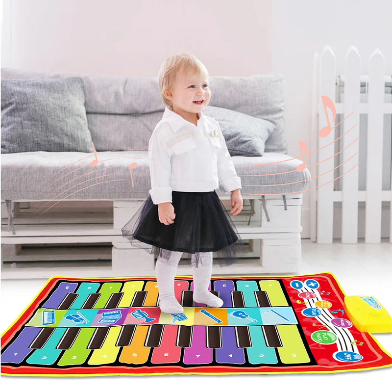 Kids Musical Piano Mat, Duet Keyboard, Piano Floor with 8 Instruments