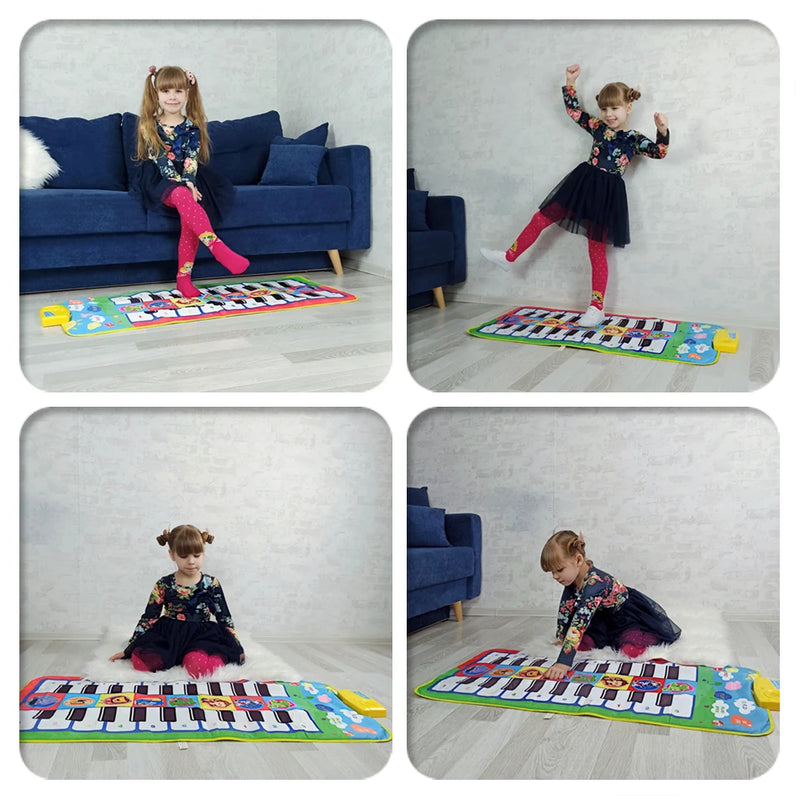 Tapete de Piano Musical Infantil, Teclado Duet, Piano Floor com 8 Instrumentos d