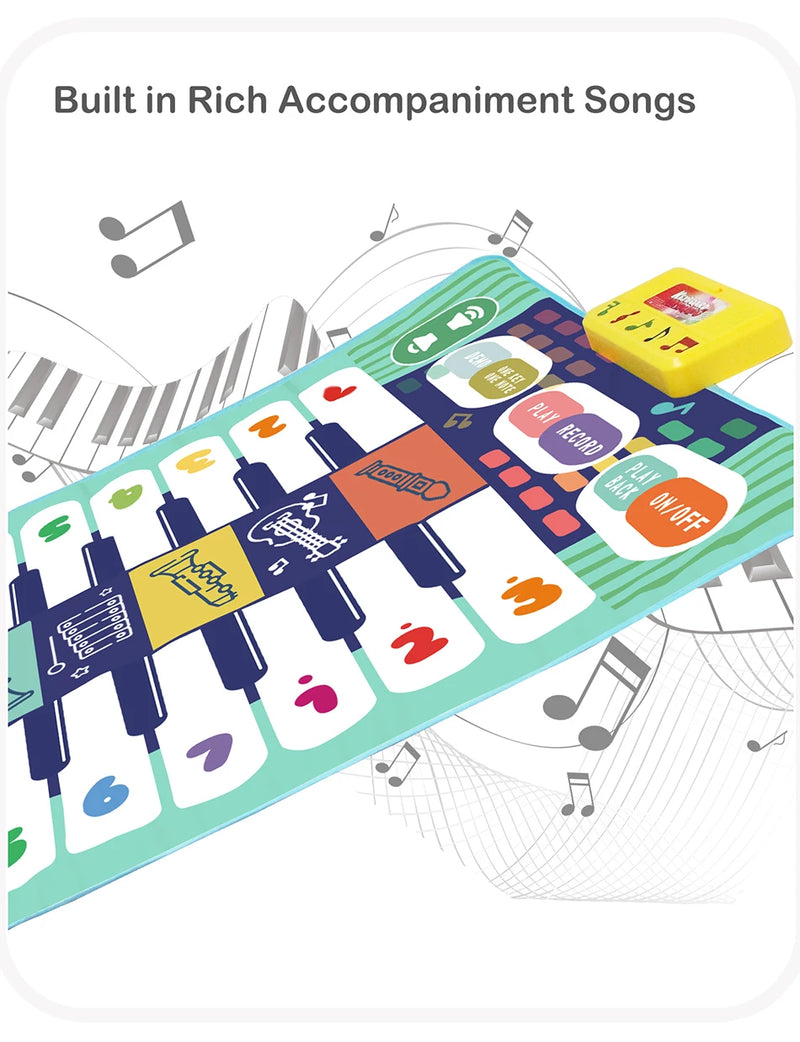 Kids Musical Piano Mat, Duet Keyboard, Piano Floor with 8 Instruments