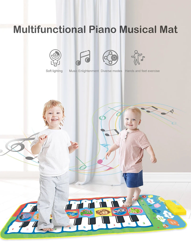 Tapete de Piano Musical Infantil, Teclado Duet, Piano Floor com 8 Instrumentos d