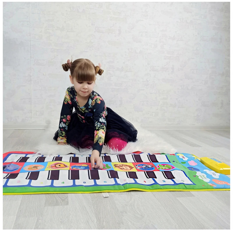 Tapete de Piano Musical Infantil, Teclado Duet, Piano Floor com 8 Instrumentos d