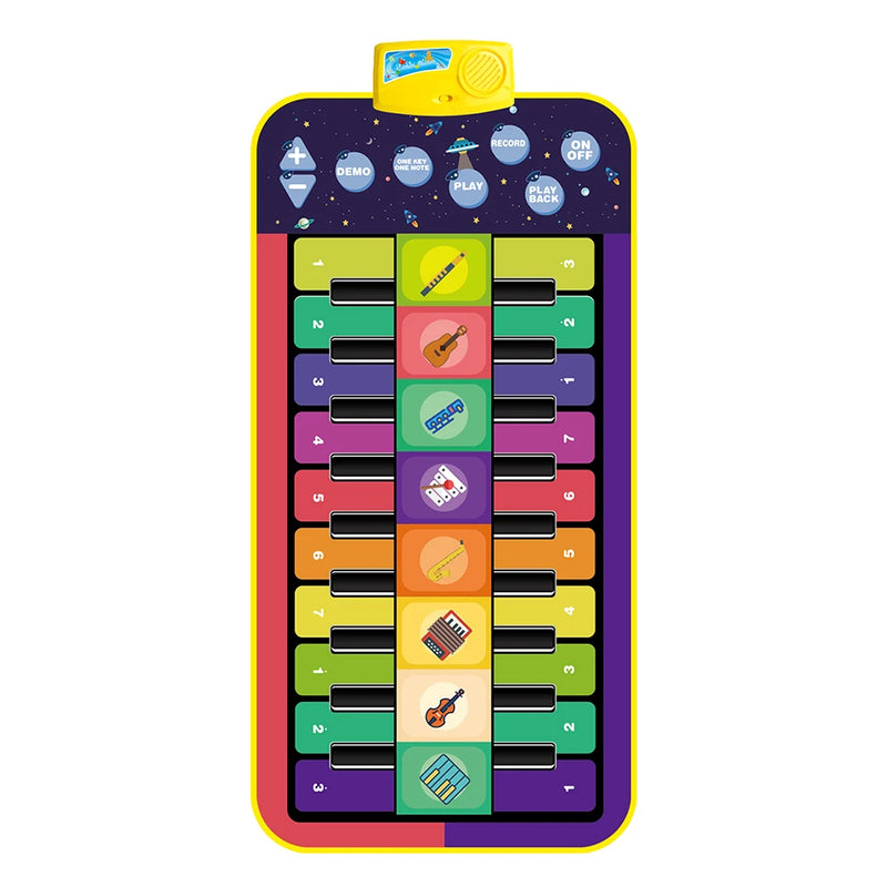 Tapete de Piano Musical Infantil, Teclado Duet, Piano Floor com 8 Instrumentos d