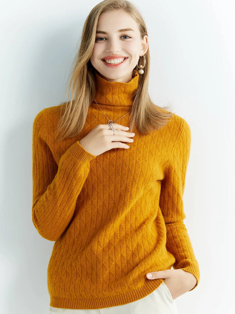 High neck wool sweater for winter 