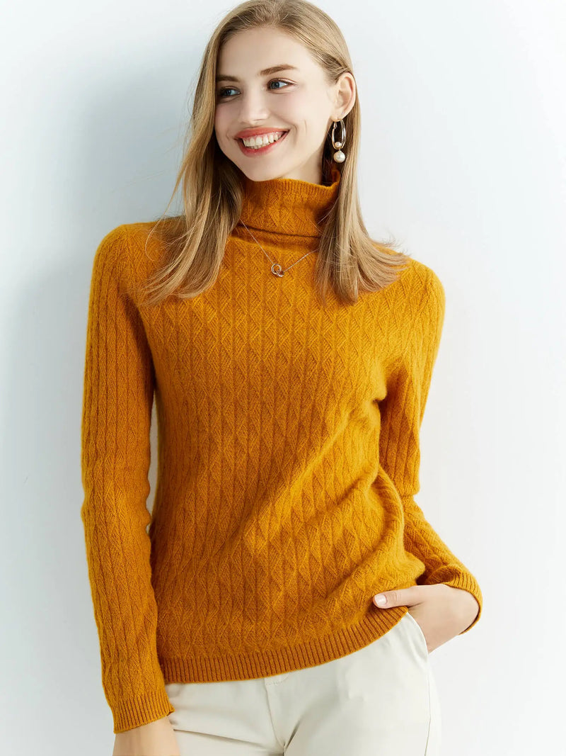 High neck wool sweater for winter 