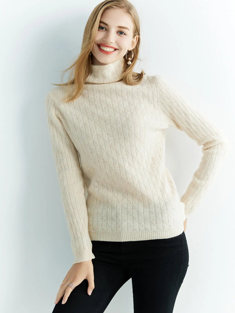 High neck wool sweater for winter 