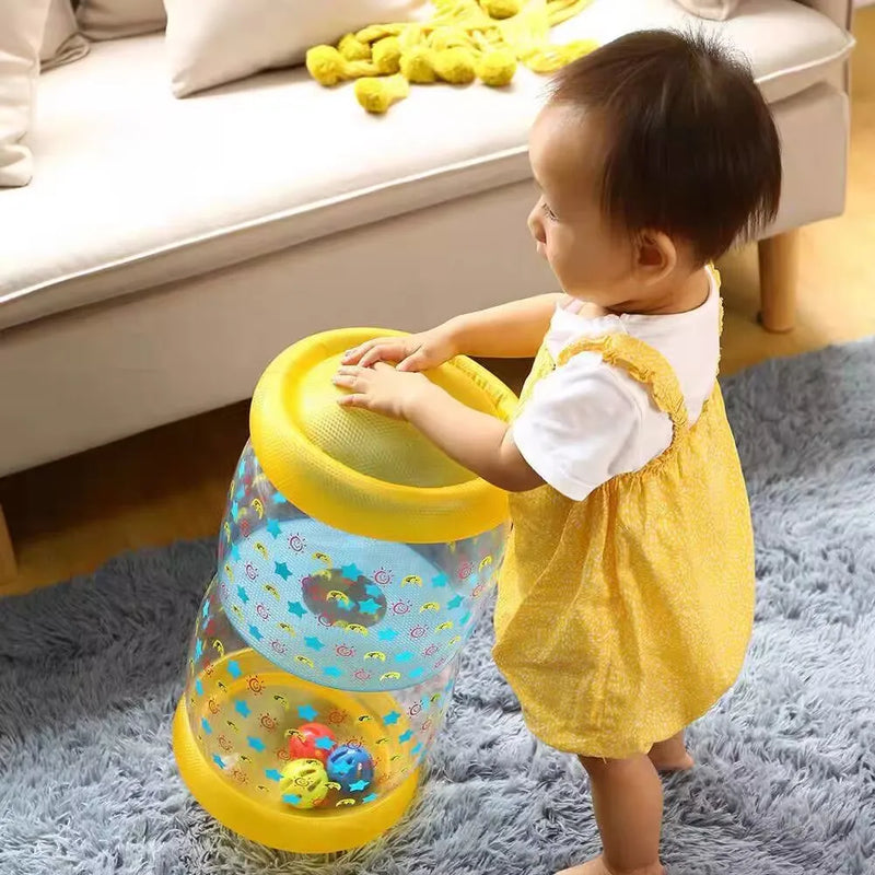 Inflatable baby toy with rattle and ball 