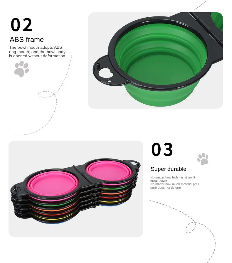 2 in 1 Foldable Double Pet Bowl