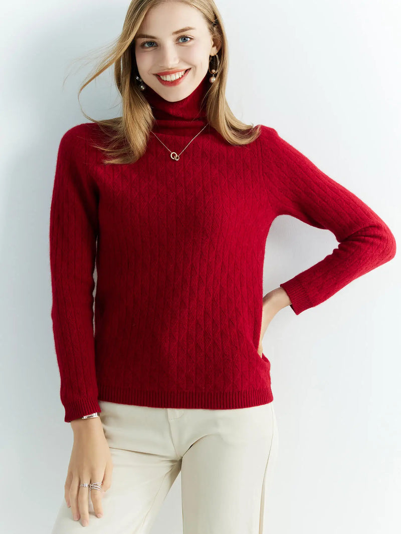 High neck wool sweater for winter 