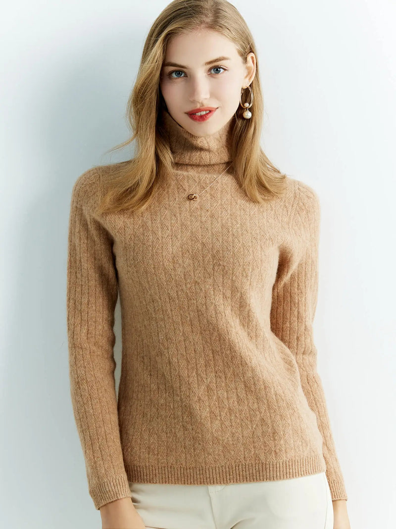 High neck wool sweater for winter 