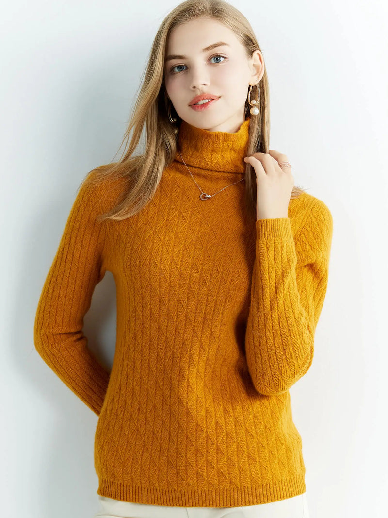 High neck wool sweater for winter 