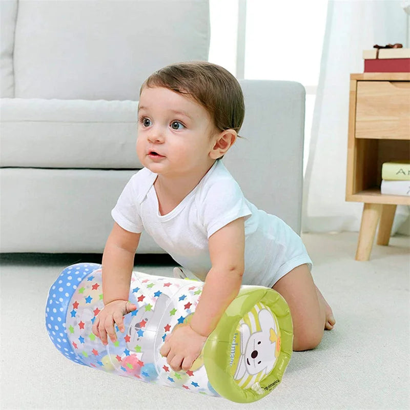 Inflatable baby toy with rattle and ball 