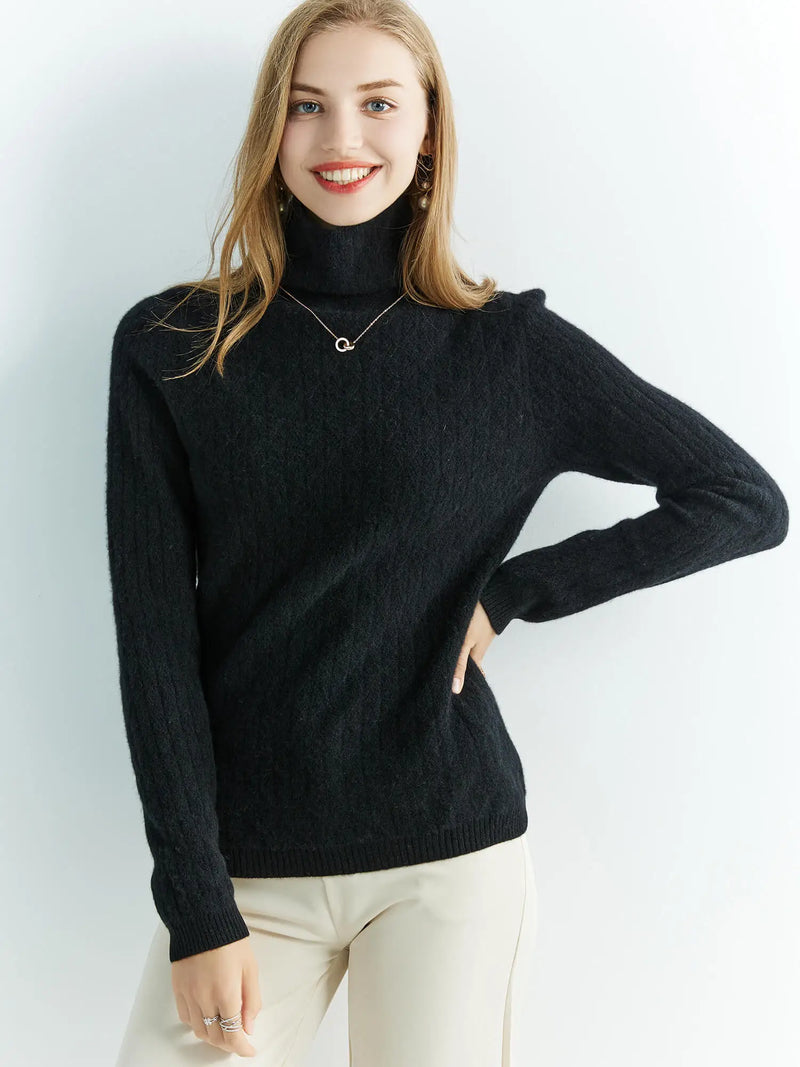 High neck wool sweater for winter 