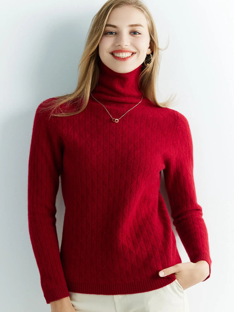 High neck wool sweater for winter 