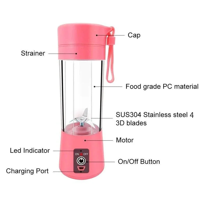 Mini liquidificador portátil usb  6 lâminas