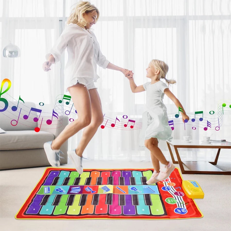 Tapete de Piano Musical Infantil, Teclado Duet, Piano Floor com 8 Instrumentos d