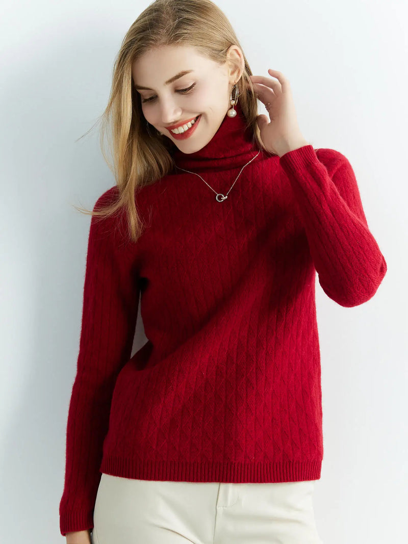 High neck wool sweater for winter 