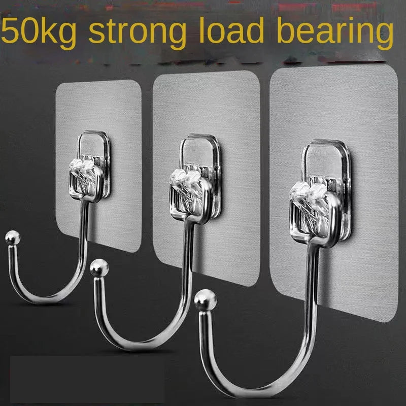 Stainless Steel Hook Kit with Ultra-Sticky Adhesive Backing 