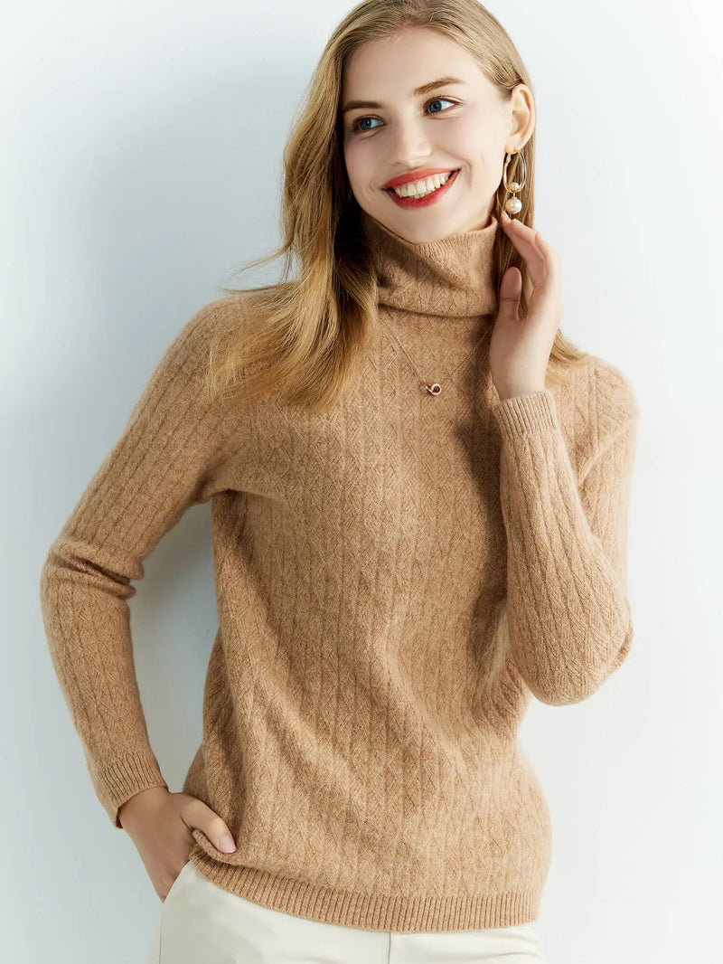 High neck wool sweater for winter 