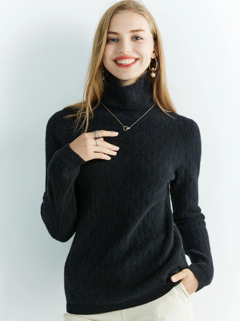 High neck wool sweater for winter 