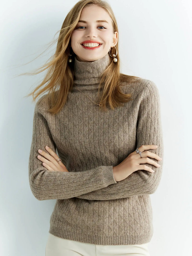 High neck wool sweater for winter 