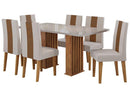 Mesa de Jantar 6 Cadeiras 6 Lugares Retangular Mel Bronze e Off White Viero Móveis Vigo