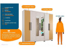 Guarda-roupa Casal com Espelho 6 Portas 4 Gavetas Araplac Braga