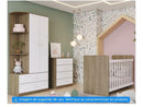 Quarto de Bebê Completo com Guarda-roupa Berço e Cômoda Henn Labirinto Rústico e Branco