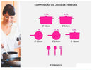 Jogo de Panelas Brinox Revestimento Cerâmico de Alumínio Vermelho e Cinza 8 Peças Ceramic Life Select