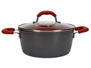 Jogo de Panelas Brinox Revestimento Cerâmico de Alumínio Vermelho e Cinza 8 Peças Ceramic Life Select
