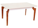 Mesa de Jantar 6 Cadeiras Retangular Madeira Maciça Mel e Off-White Tampo de Vidro Abeille Móveis São Carlos