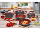 Jogo de Panelas Brinox Revestimento Cerâmico de Alumínio Vermelho e Cinza 8 Peças Ceramic Life Select